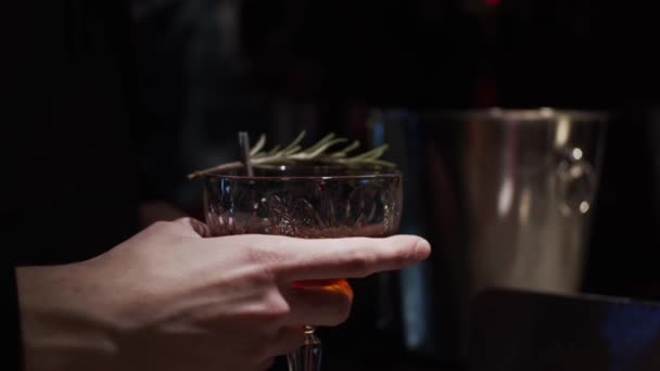 Alkoholkoktél Készítésének Folyamata Lassított Felvétel Sekély Mélységélesség — Stock videók