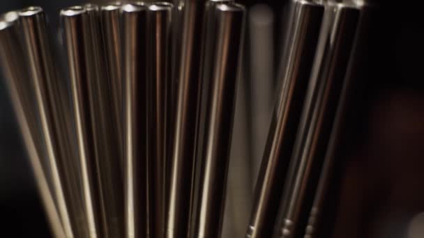 Çubukta Metal Pipetler Alanın Sığ Derinliği — Stok video