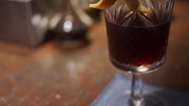 Process Making Alcohol Cocktail Slow Motion Shallow Depth Field — Stockvideo