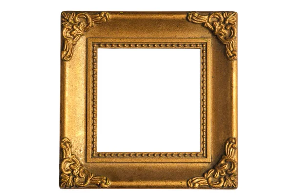 Antieke van gouden photo frame geïsoleerd op witte achtergrond — Stockfoto