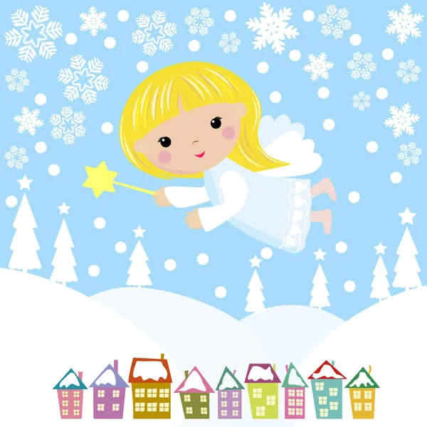 Cute Christmas angel — Stock Vector