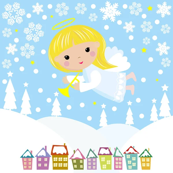 Cute Christmas angel — Stock Vector