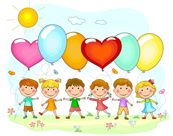 Дети с воздушными шарами — стоковый вектор