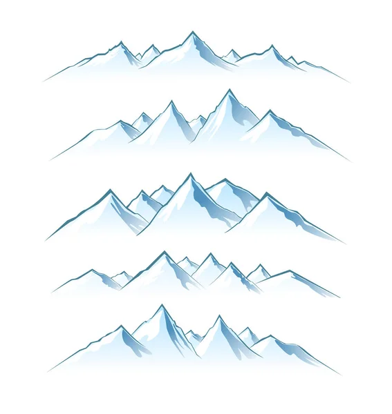 Siluetas de picos de montaña — Vector de stock