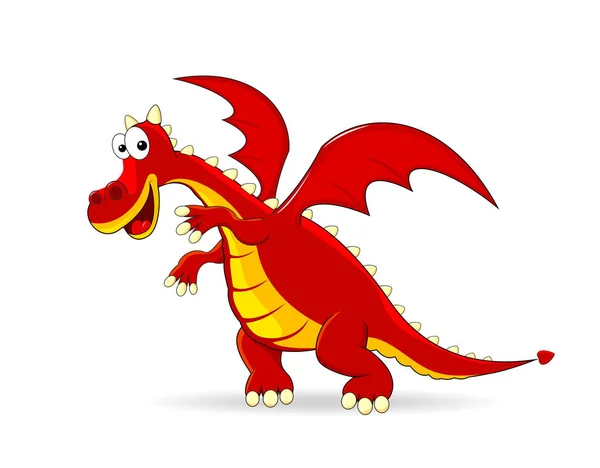 Dibujos animados dragón rojo — Vector de stock