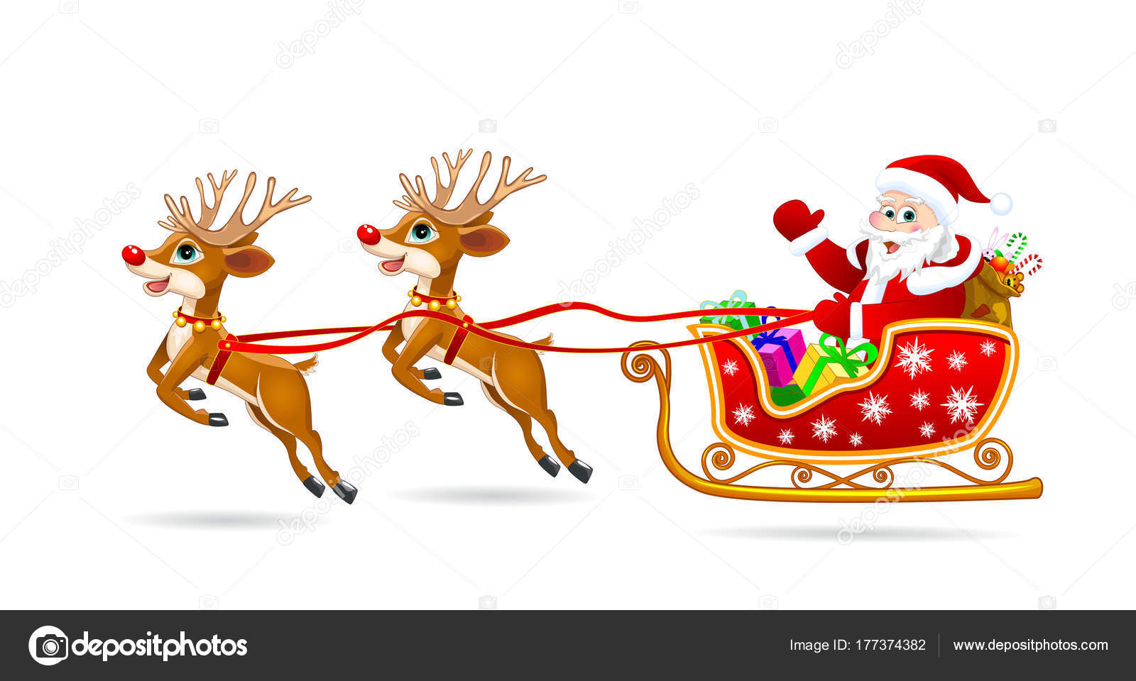 Pere Noel Sur Traineau Avec Cerf Image Vectorielle Par Liole C Illustration