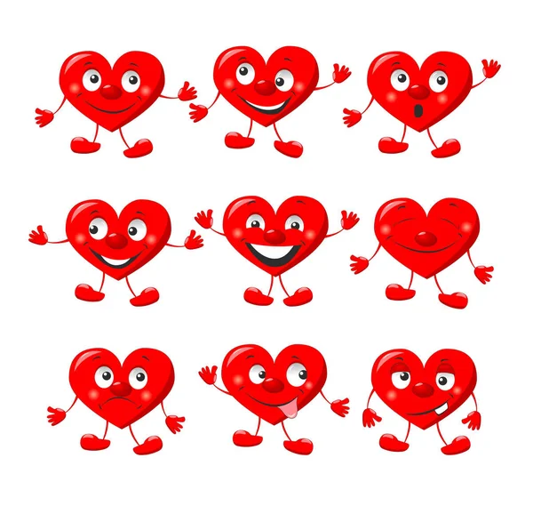 Funny red hearts — Stock Vector