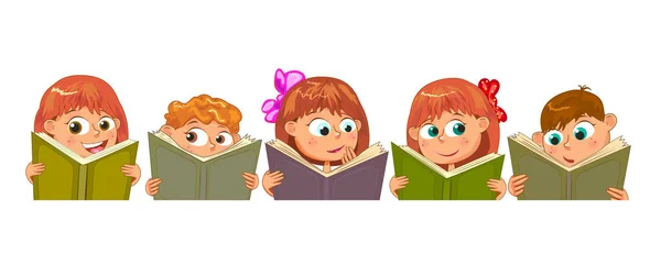 Niños pequeños leen libros — Vector de stock