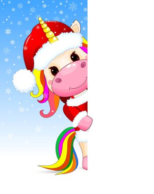 Unicorn baby christmas greeting card vector Unicorn baby christmas greeting card vector