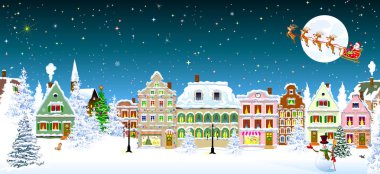 Karlı evler Noel Baba Kardan adam