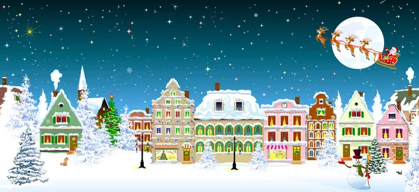 Karlı evler Noel Baba Kardan adam