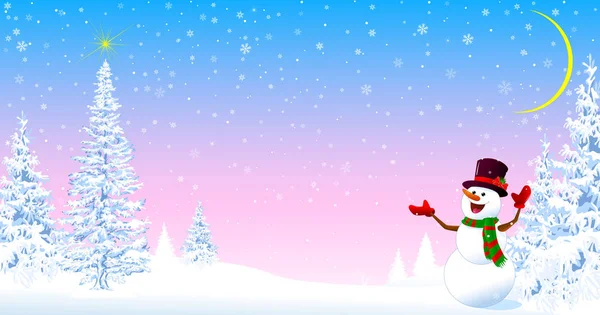 Χιονάνθρωπος καλωσορίζει τα Χριστούγεννα 2 — Διανυσματικό Αρχείο
