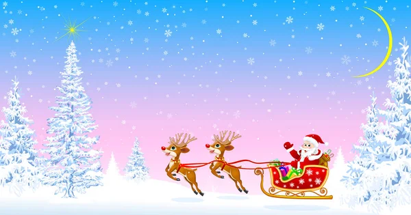 Santa Claus welcomes Christmas — Stock Vector