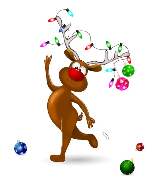 クリスマスの装飾で飾られた鹿 — ストックベクタ