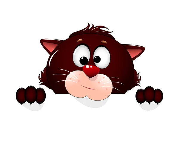 Cartoon Katze Feline Porträt Nahaufnahme Katzengesicht Auf Weißem Hintergrund Grußkarte — Stockvektor
