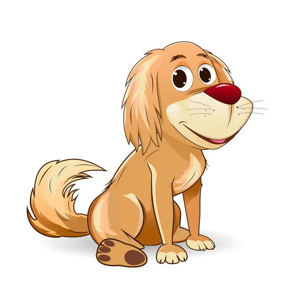Istuva Koira Ruskea Sekarotuinen Valkoisella Taustalla Koira Punaisella Nenällä — vektorikuva