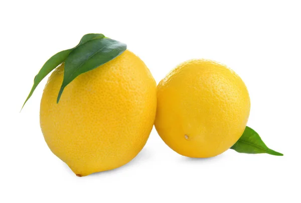 Ripe lemons on white background. Fresh citrus fruit — Stock Photo, Image