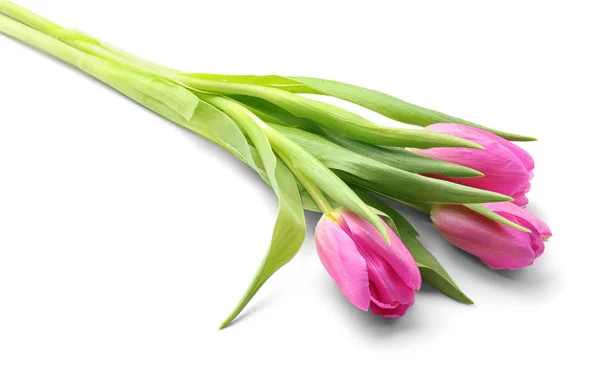 Bouquet of beautiful tulips on white background — Stock Photo, Image