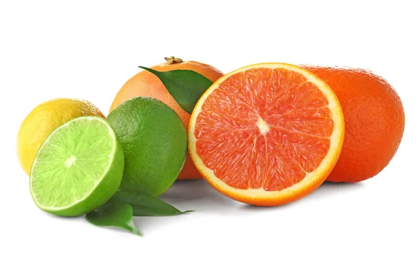 Ripe citrus fruits on white background — Stock Photo, Image