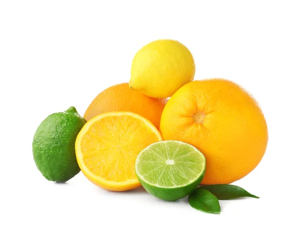 Ripe citrus fruits on white background — Stock Photo, Image