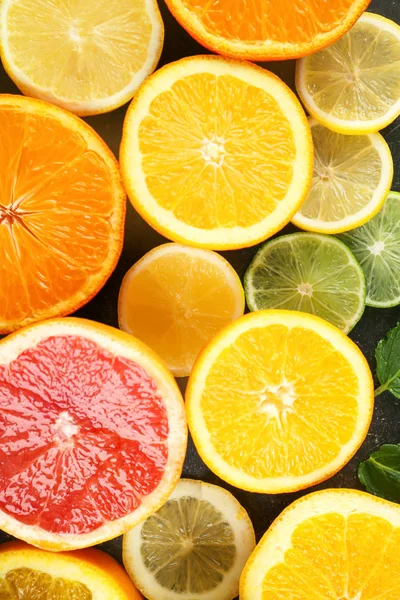 Ripe citrus fruits as background, closeup — Stock Photo, Image