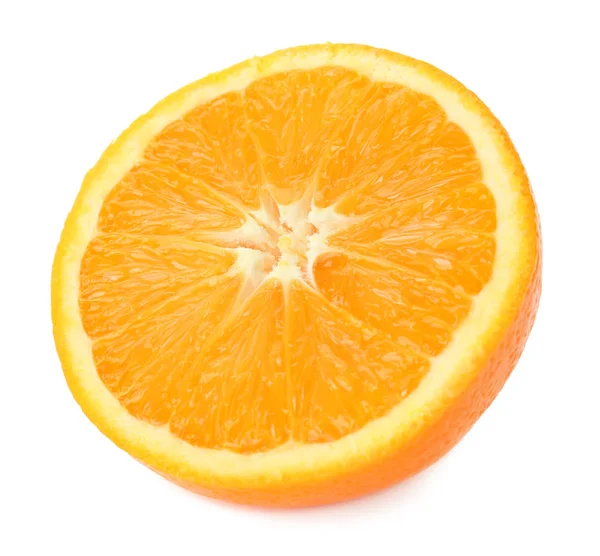 Helft van smakelijke oranje op witte achtergrond — Stockfoto