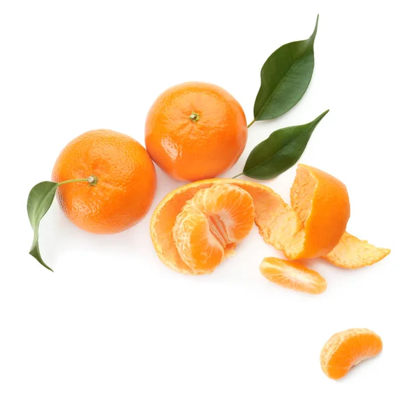 Tasty ripe mandarins on white background — Stock Photo, Image