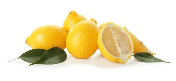 Tasty ripe lemons on white background — Stock Photo, Image