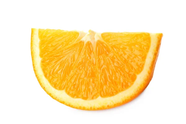 Plátek chutné pomeranče na bílém pozadí — Stock fotografie