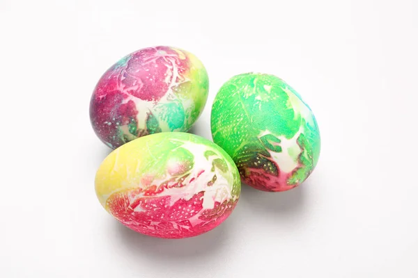 Dyed Easter eggs on white background — Stock Photo, Image