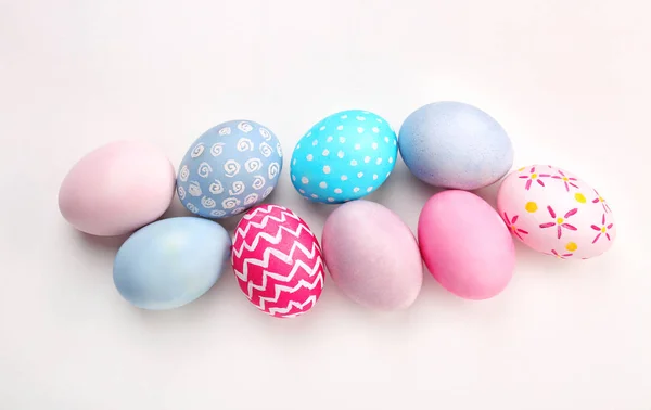 Dyed Easter eggs on white background — Stock Photo, Image