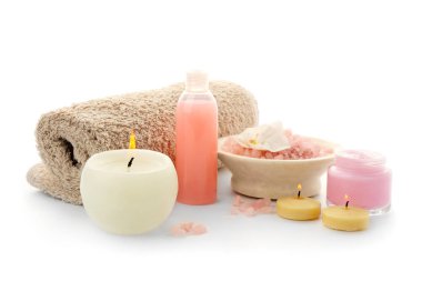 Beyaz arka plan üzerinde kaplıca tedavisi için ayarla