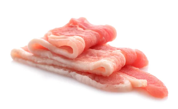 Bacon cru no fundo branco — Fotografia de Stock