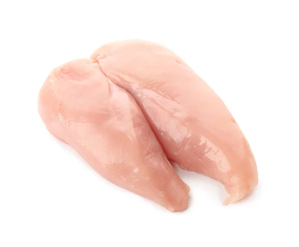 Filete de pollo crudo sobre fondo blanco. Productos de carne fresca —  Fotos de Stock