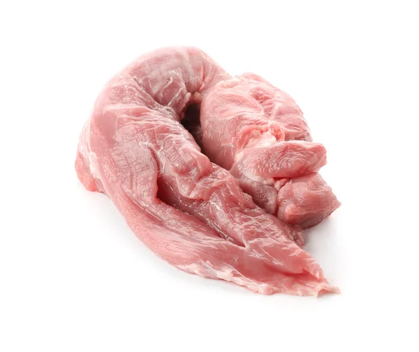 Solomillo de cerdo crudo sobre fondo blanco. Productos de carne fresca —  Fotos de Stock