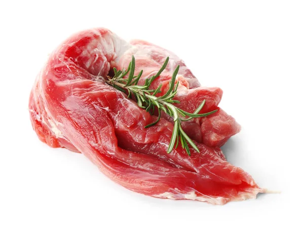 Lombo de porco cru sobre fundo branco. Produtos à base de carne fresca — Fotografia de Stock