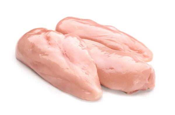 Filete de pollo crudo sobre fondo blanco — Foto de Stock