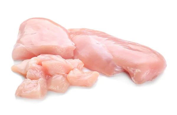 Filete de pollo crudo sobre fondo blanco —  Fotos de Stock