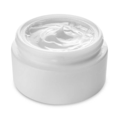 Beyaz arka plan üzerinde nemlendirici krem kavanoz