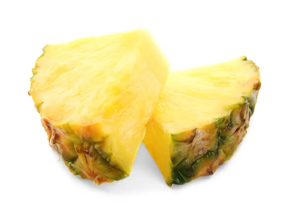 Slices of juicy pineapple on white background — Stock Photo, Image