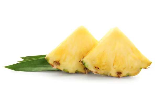 Slices of juicy pineapple on white background — Stock Photo, Image