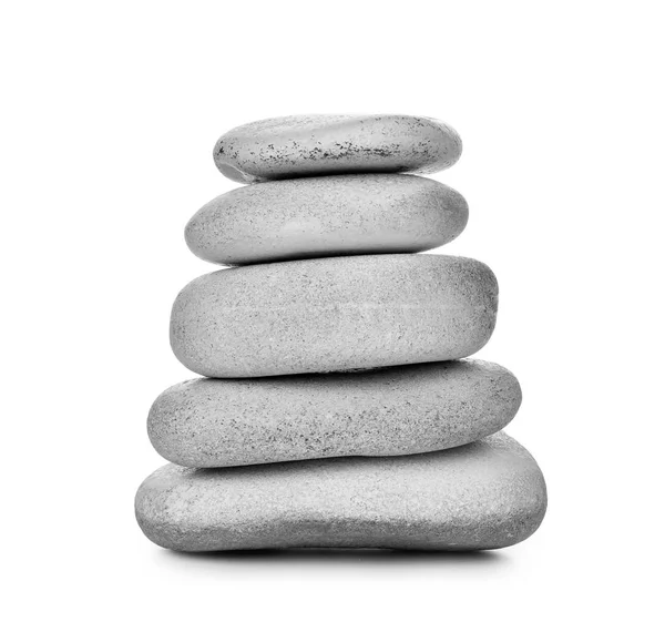 Stack of spa stones on white background — Stock Photo, Image