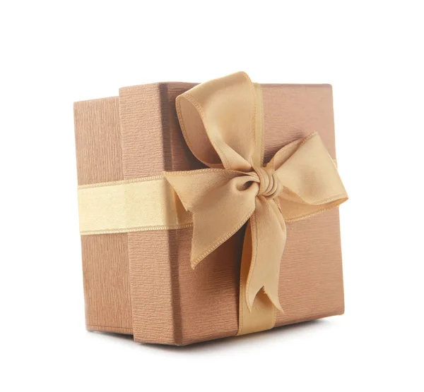 Елегантна подарункова коробка на білому тлі — стокове фото