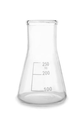 Boş test şişesi beyaz arka plan üzerinde