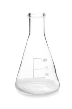 Boş test şişesi beyaz arka plan üzerinde