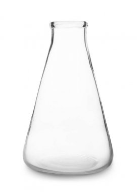 Boş test şişesi beyaz arka plan üzerinde