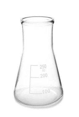 Boş test şişesi beyaz arka plan üzerinde