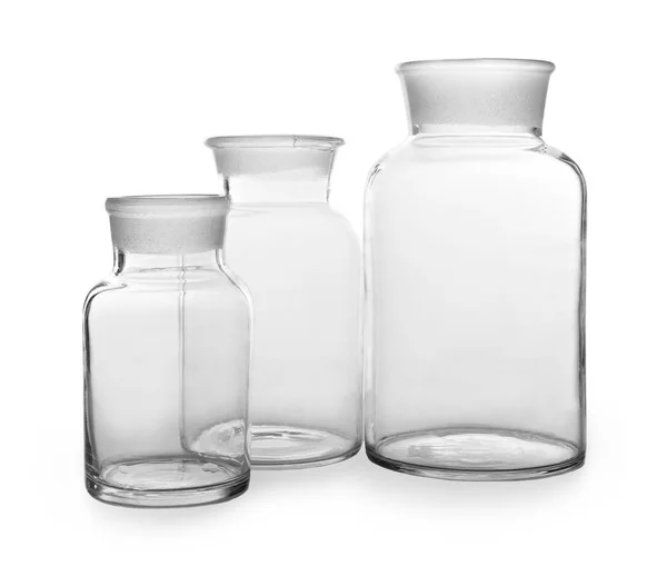 Empty glass bottles on white background — Stock Photo, Image