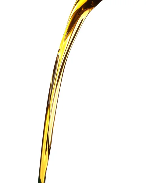 Наливання свіжої оливкової олії на білому тлі — стокове фото