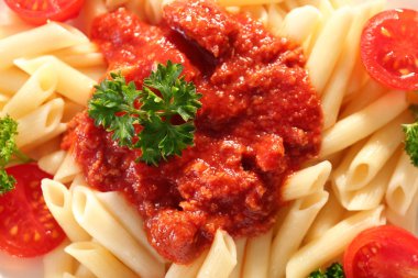 Domates Sos, closeup ile lezzetli makarna